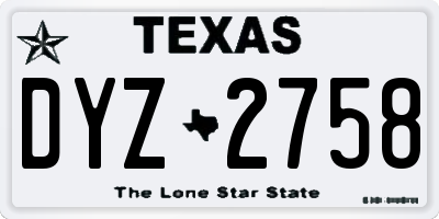 TX license plate DYZ2758
