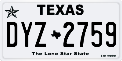 TX license plate DYZ2759