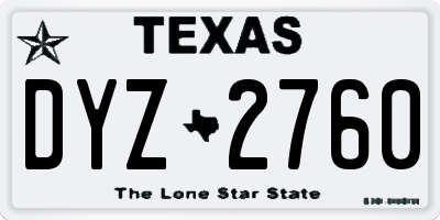 TX license plate DYZ2760
