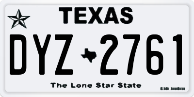 TX license plate DYZ2761