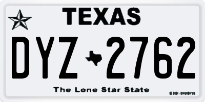 TX license plate DYZ2762