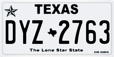 TX license plate DYZ2763
