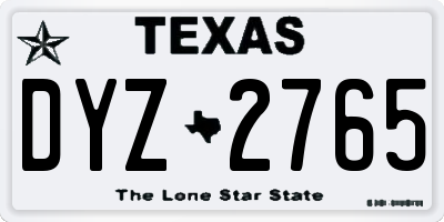 TX license plate DYZ2765