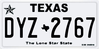 TX license plate DYZ2767