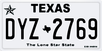 TX license plate DYZ2769
