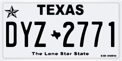 TX license plate DYZ2771