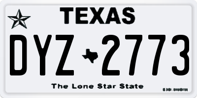 TX license plate DYZ2773