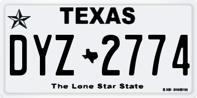 TX license plate DYZ2774