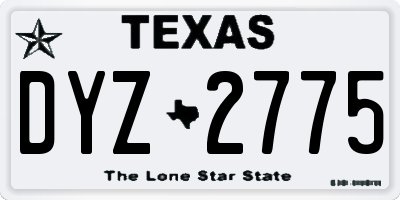 TX license plate DYZ2775