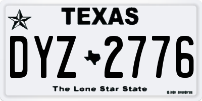 TX license plate DYZ2776