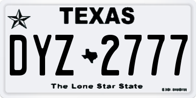 TX license plate DYZ2777