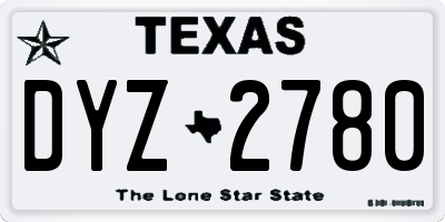 TX license plate DYZ2780