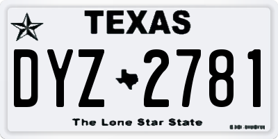 TX license plate DYZ2781