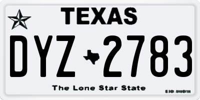 TX license plate DYZ2783