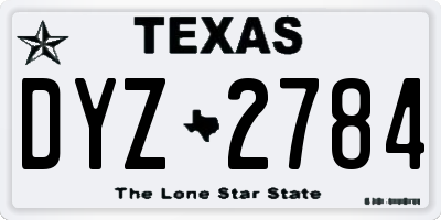 TX license plate DYZ2784
