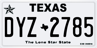 TX license plate DYZ2785