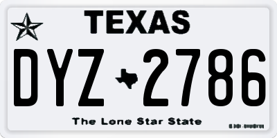 TX license plate DYZ2786