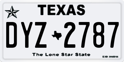 TX license plate DYZ2787