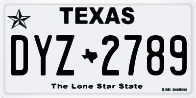 TX license plate DYZ2789