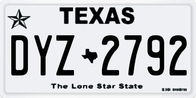 TX license plate DYZ2792