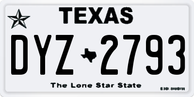 TX license plate DYZ2793
