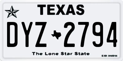 TX license plate DYZ2794