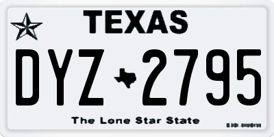 TX license plate DYZ2795