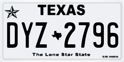 TX license plate DYZ2796