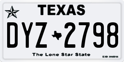 TX license plate DYZ2798
