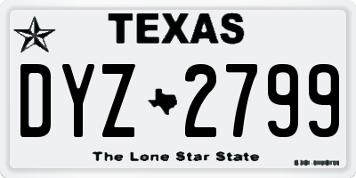 TX license plate DYZ2799