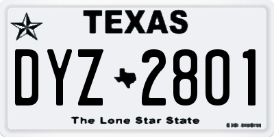 TX license plate DYZ2801