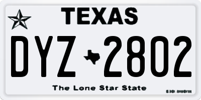 TX license plate DYZ2802