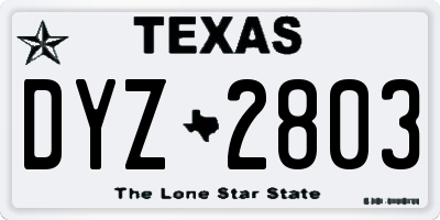 TX license plate DYZ2803