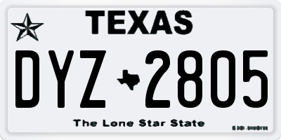 TX license plate DYZ2805