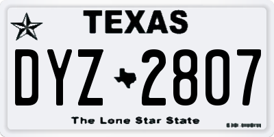 TX license plate DYZ2807
