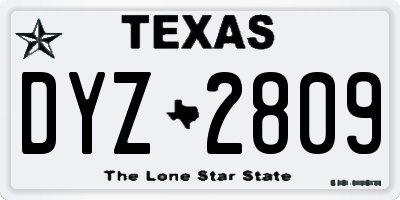 TX license plate DYZ2809