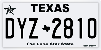 TX license plate DYZ2810