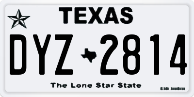 TX license plate DYZ2814