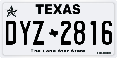 TX license plate DYZ2816