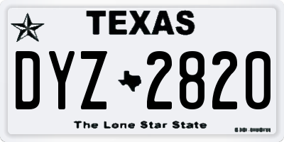 TX license plate DYZ2820