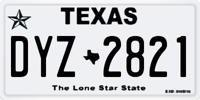 TX license plate DYZ2821