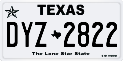 TX license plate DYZ2822