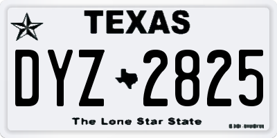TX license plate DYZ2825