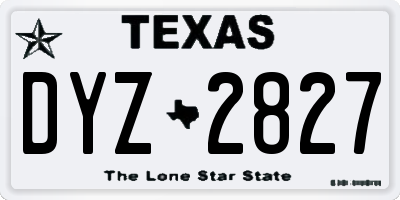TX license plate DYZ2827