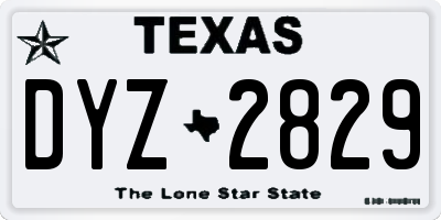 TX license plate DYZ2829