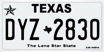 TX license plate DYZ2830