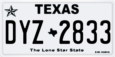TX license plate DYZ2833