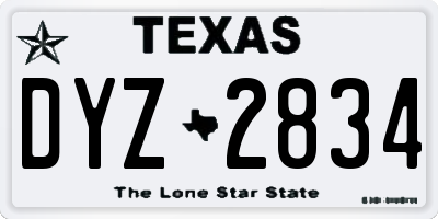 TX license plate DYZ2834
