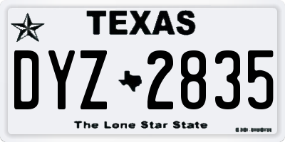 TX license plate DYZ2835