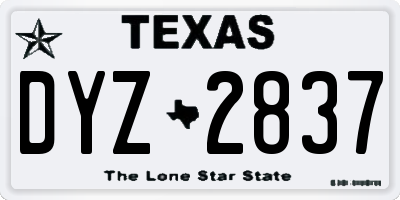 TX license plate DYZ2837